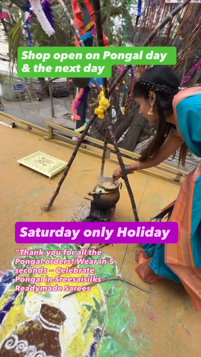 Shop Open on Pongal & the next Day / Saturday only Holiday 8072695269/6382196976 / Nanganallur 79045
