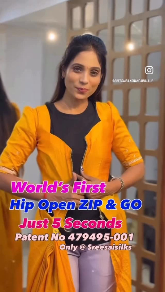 World’s First Hip Open ZIP & GO SAREES @sreesaisilks Nanganallur/ Annanagar 8072695269/6382196976 /