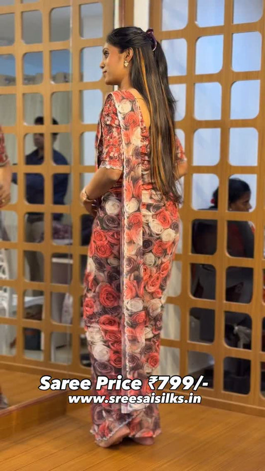 ₹799/- Rose Chiffon/ www.sreesaisilks.in/ 8072695269/6382196976 / Nanganallur 7904537159/ Annanagar