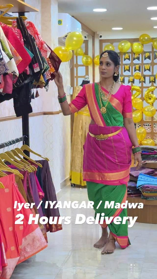 2 hours Delivery/ Sreesaisilks/ Iyer / Iyangar / Madwa style