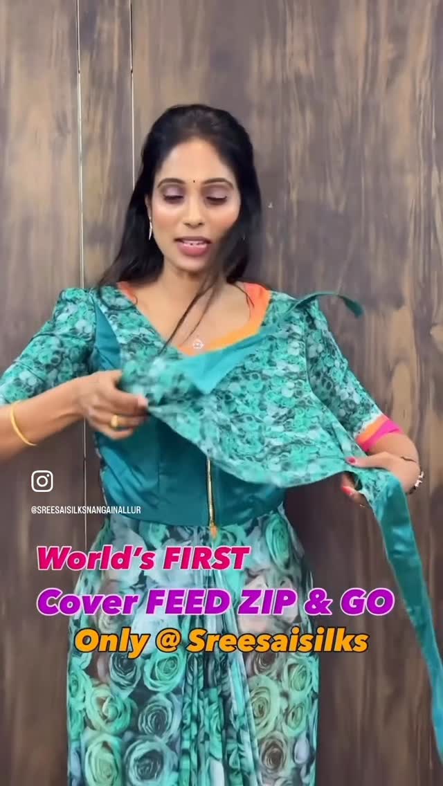 Feeding cover zip and go sarees