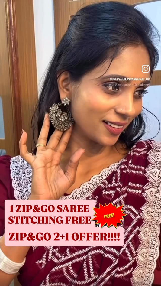 FREE ZIP&GO STITCHING# ONLY@SREESAISILKS ANNA NAGAR & NANGANALLUR 
Shop Online: www.sreesaisilks.in