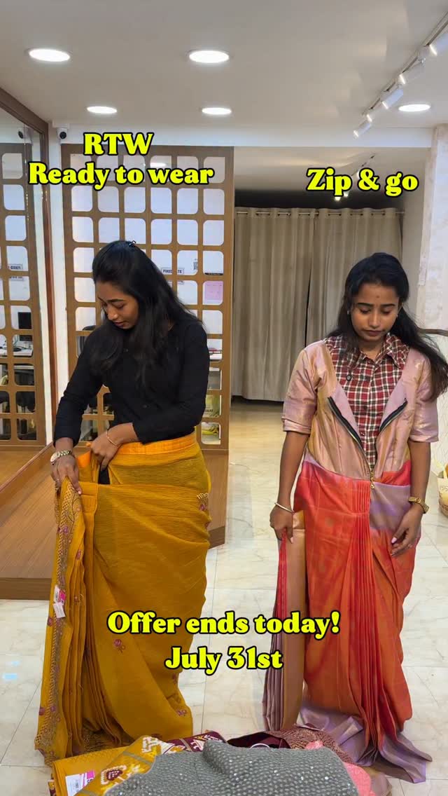 Ready to wear and zip and go saree 
Shop Online: www.sreesaisilks.in

Shop Location:

📍Nanganallur