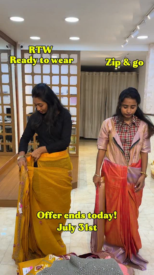 Ready to wear and zip and go saree 
Shop Online: www.sreesaisilks.in

Shop Location:

📍Nanganallur