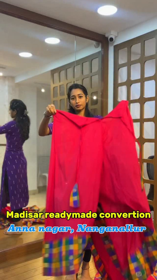 Own Madisar Saree convertion exclusively @sreesaisilksnangainallur 
Shop Online: www.sreesaisilks.in