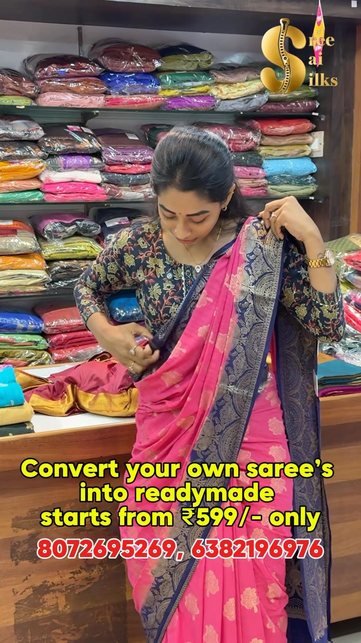 Customize your own saree’s into readymade M - 7xl sizes available.

Shop Online: www.sreesaisilks.in
