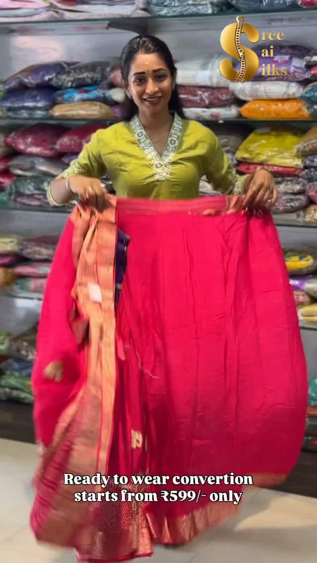 Ready to wear convertion starts from ₹599/- only.

Shop Online: www.sreesaisilks.in

Shop Location:
