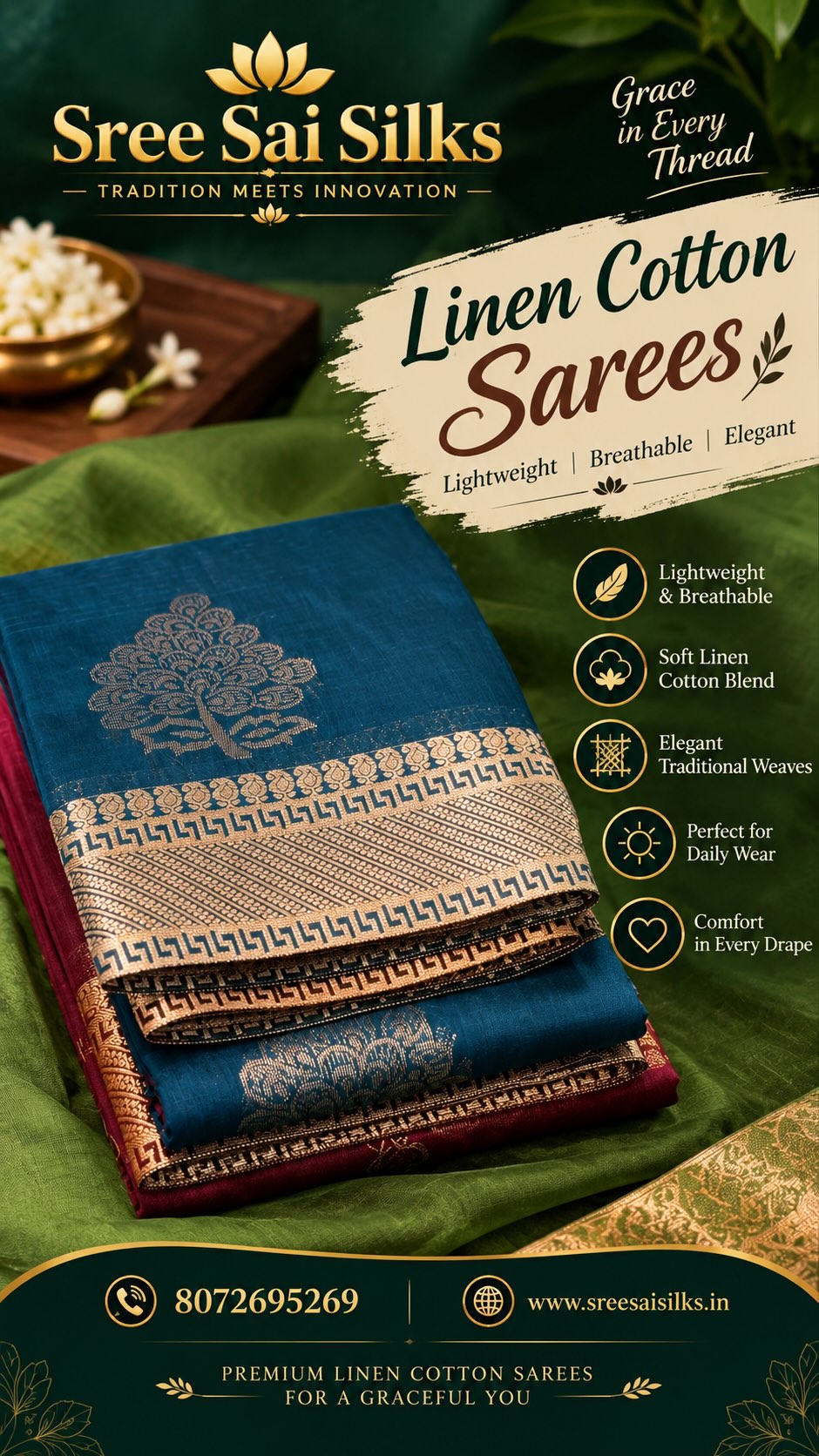 Linen cotton saree’s 

Contact : 9080860570

Shop Location:

P Nanganallur
Sree Sai Silks
#20, 3rd M