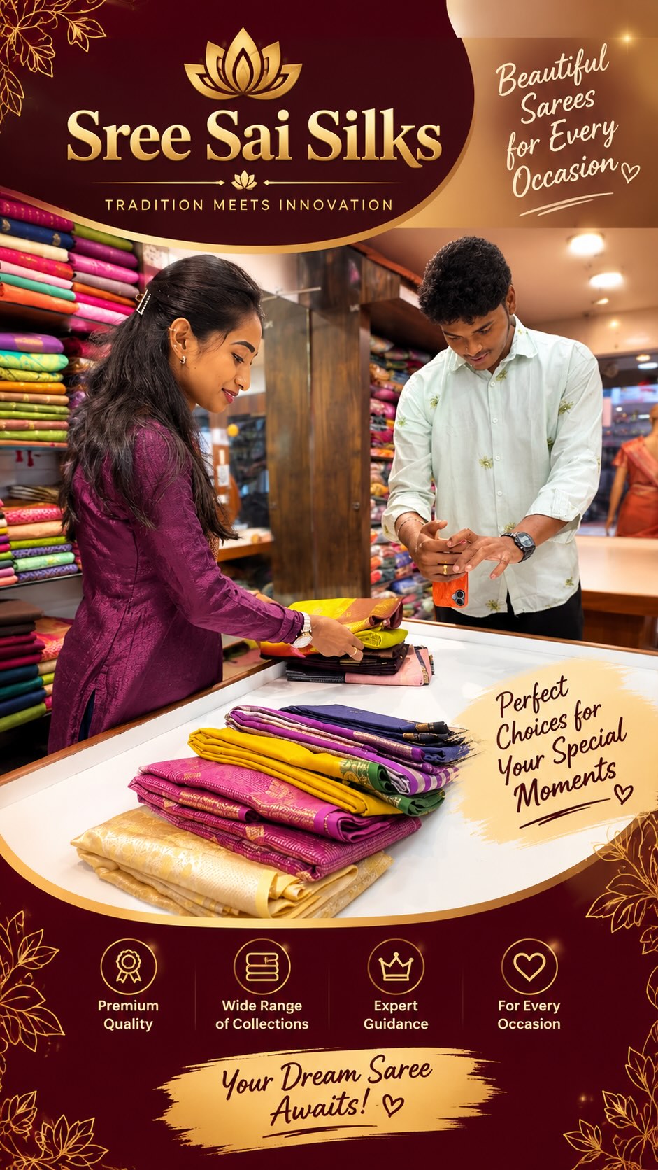 Sree Sai Silks Saree’s

Contact : 8072695269,6382196976

Shop Location:

P Nanganallur
Sree Sai Silk