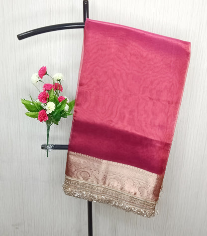 Fancy Tissue Lace Border Saree | SSTL303