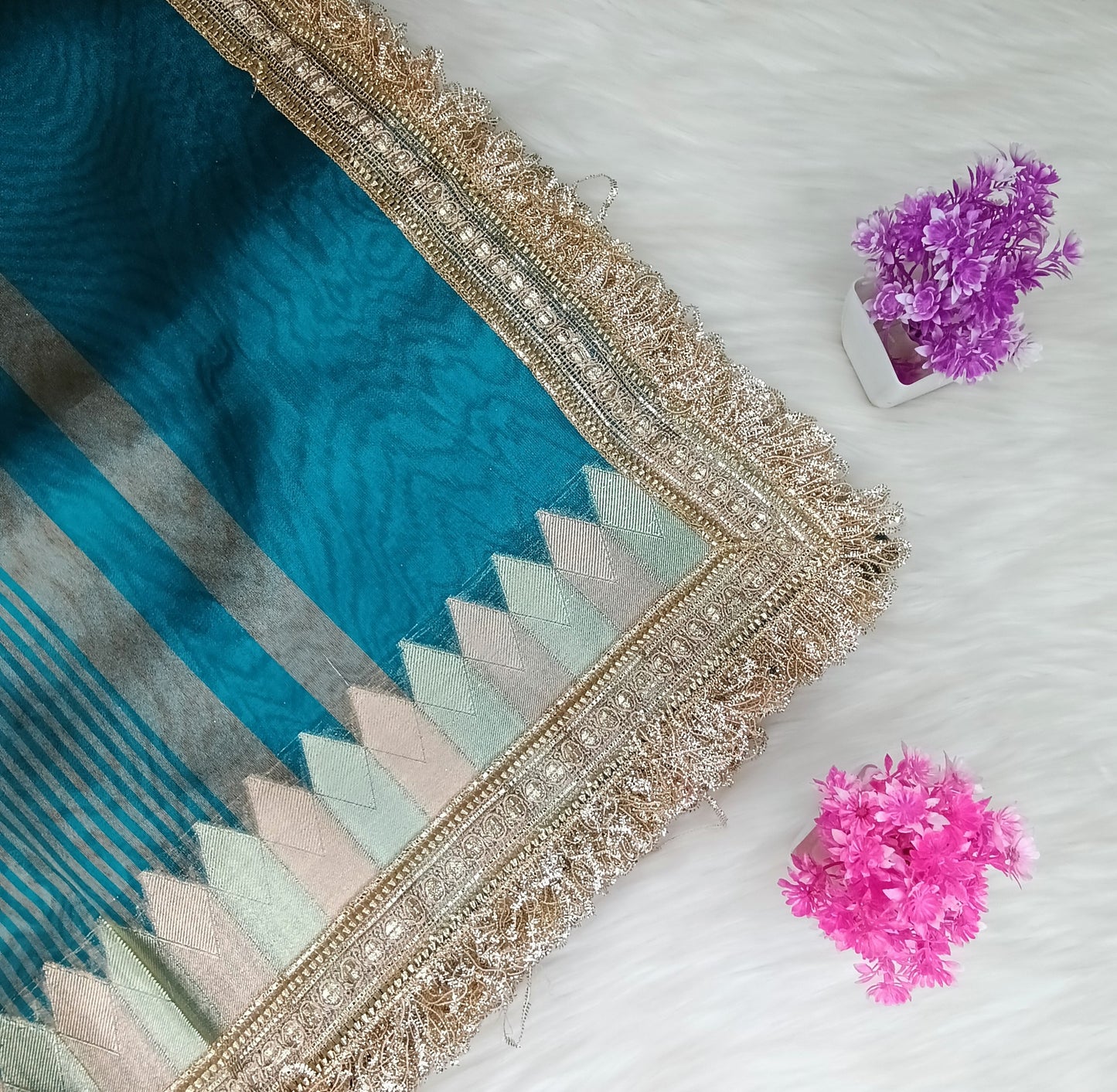 Fancy Tissue Lace Border Saree | SSTL303