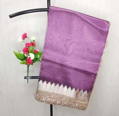 Fancy Tissue Lace Border Saree | SSTL303