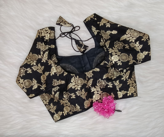 Readymade Blouse Black & Golden  | SSRB316