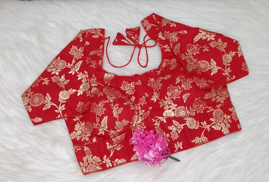 Readymade Blouse Red & Golden  | SSRB316