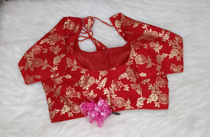 Readymade Blouse Red & Golden  | SSRB316