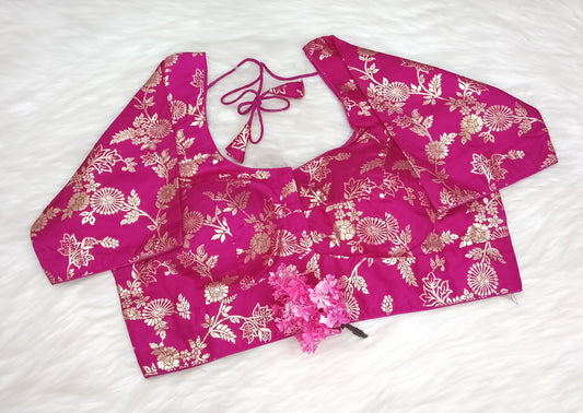 Readymade Blouse  Vibrant Pink & Golden | SSRB316