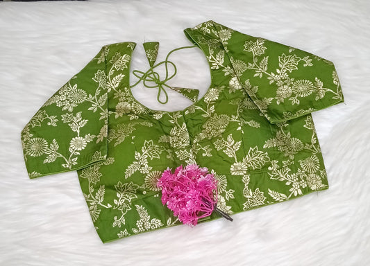 Readymade Blouse Bottle Green & Golden | SSRB316