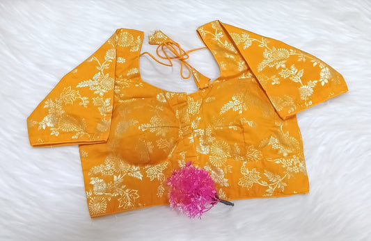 Readymade Blouse Mustard Yellow & Golden | SSRB316