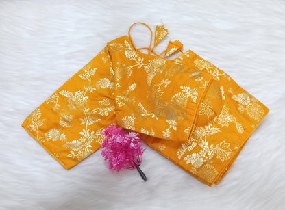Readymade Blouse Mustard Yellow & Golden | SSRB316