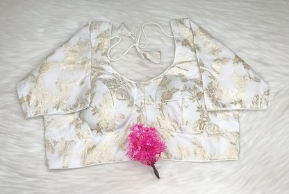 Readymade Blouse White & Golden  | SSRB316