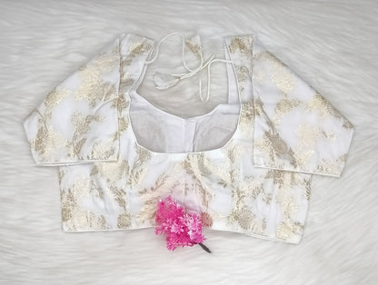 Readymade Blouse White & Golden  | SSRB316