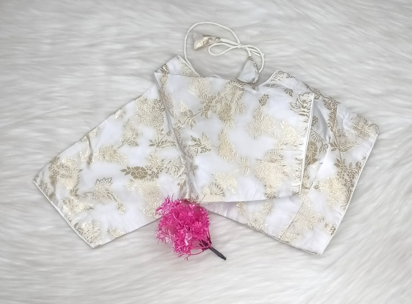 Readymade Blouse White & Golden  | SSRB316