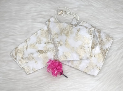 Readymade Blouse White & Golden  | SSRB316