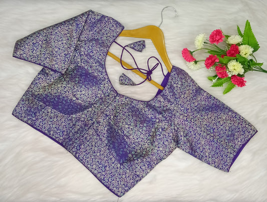 Readymade Blouse Purple & Silver | SSRB316