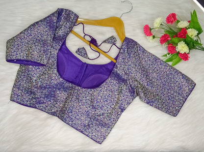Readymade Blouse Purple & Silver | SSRB316