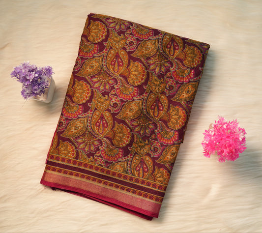Soft Ajrakh Malai Cotton Saree | SSMC217