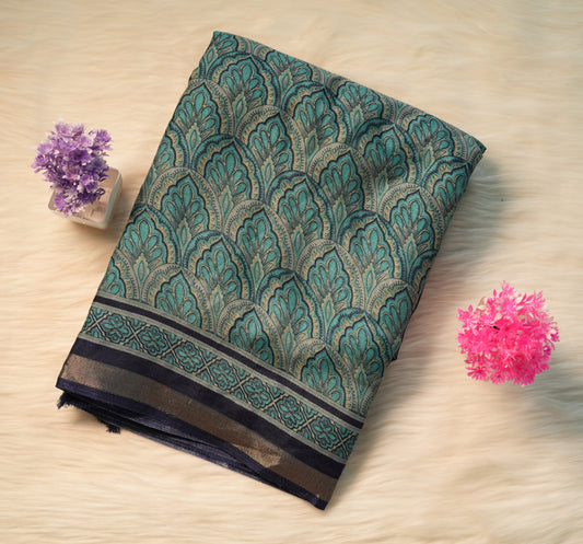Soft Ajrakh Malai Cotton Saree | SSMC217