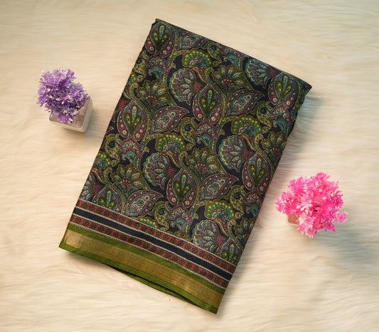 Soft Ajrakh Malai Cotton Saree | SSMC217