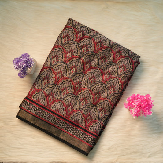 Soft Ajrakh Malai Cotton Saree | SSMC217