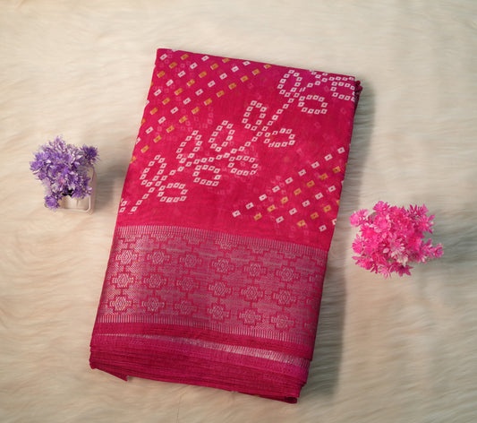 Dobby Border Fancy Flower Design Saree | SSFD225