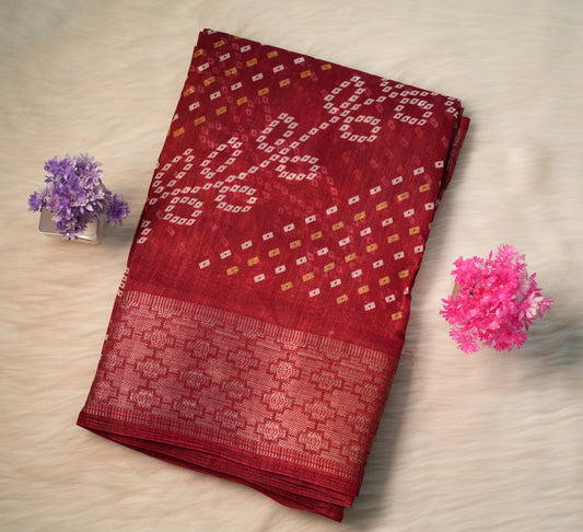 Dobby Border Fancy Flower Design Saree | SSFD225