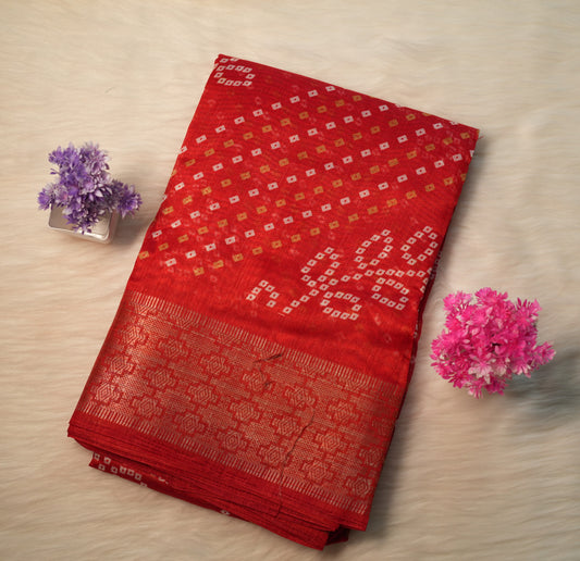 Dobby Border Fancy Flower Design Saree | SSFD225