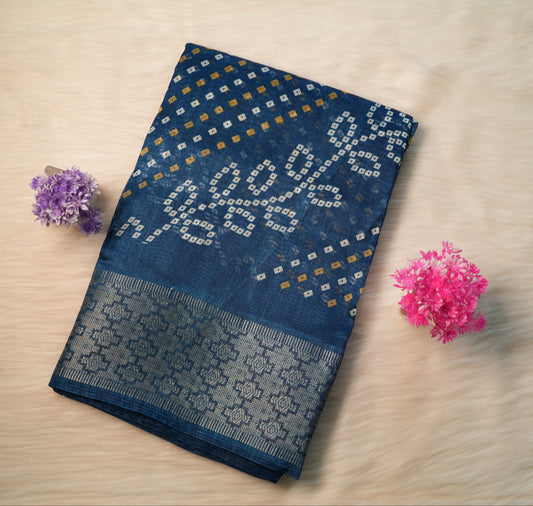 Dobby Border Fancy Flower Design Saree | SSFD225