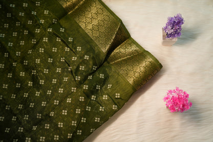 Dobby Border Fancy Flower Design Saree | SSFD225