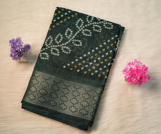 Dobby Border Fancy Flower Design Saree | SSFD225