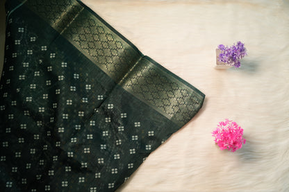 Dobby Border Fancy Flower Design Saree | SSFD225