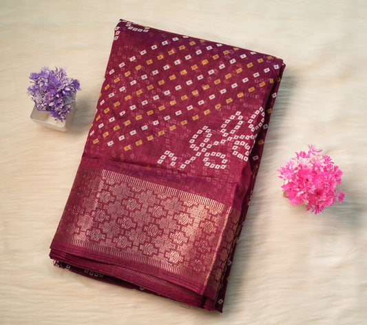 Dobby Border Fancy Flower Design Saree | SSFD225