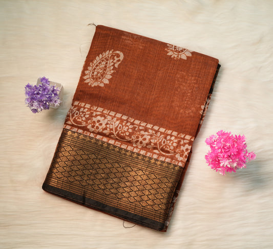 Dobby Border Fancy Oval Design Saree | SSOD226
