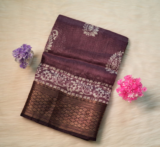 Dobby Border Fancy Oval Design Saree | SSOD226