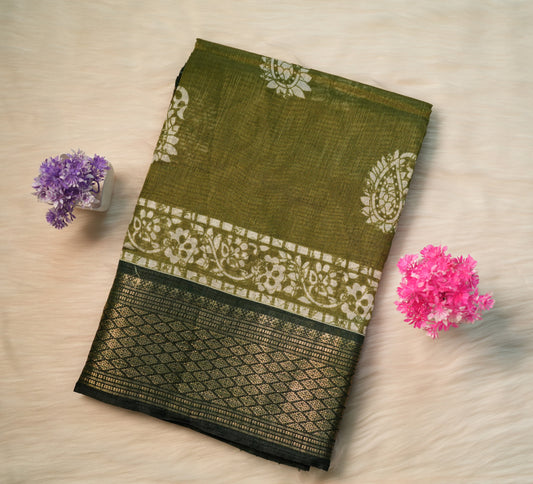 Dobby Border Fancy Oval Design Saree | SSOD226