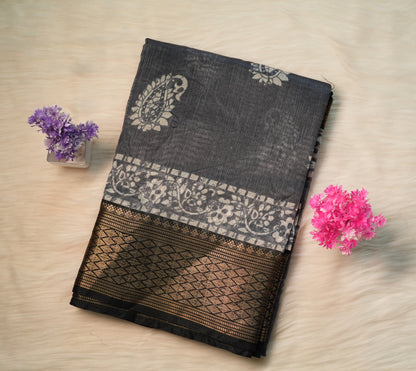 Dobby Border Fancy Oval Design Saree | SSOD226