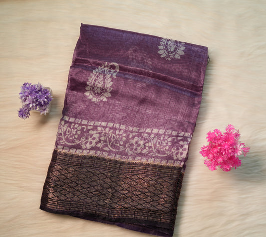 Dobby Border Fancy Oval Design Saree | SSOD226