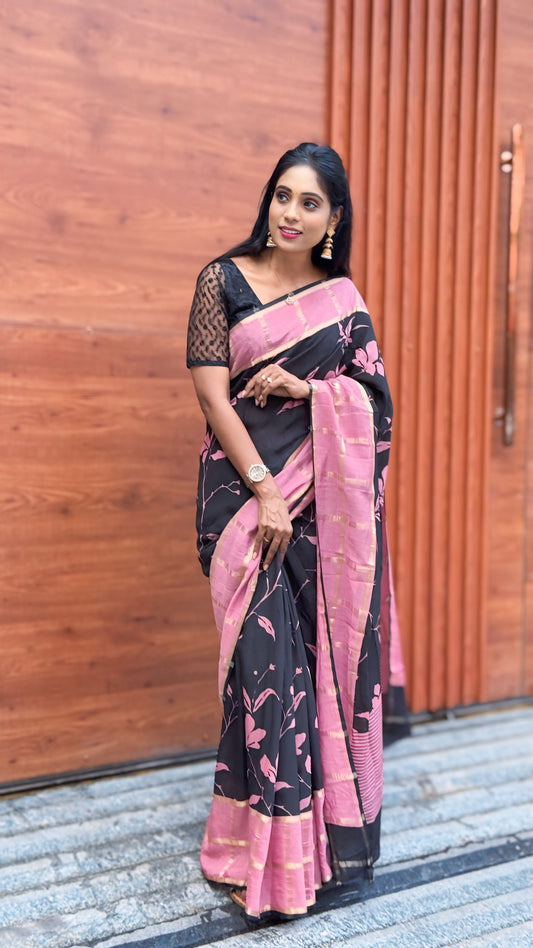 Midnight Blossom Saree | SSMB332