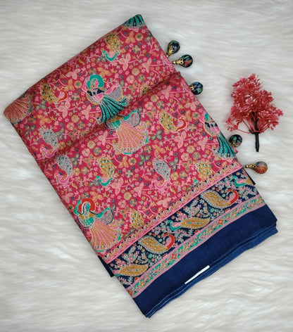 Jaipuri Ivory Silk Saree | SSJS413