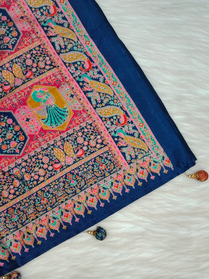 Jaipuri Ivory Silk Saree | SSJS413