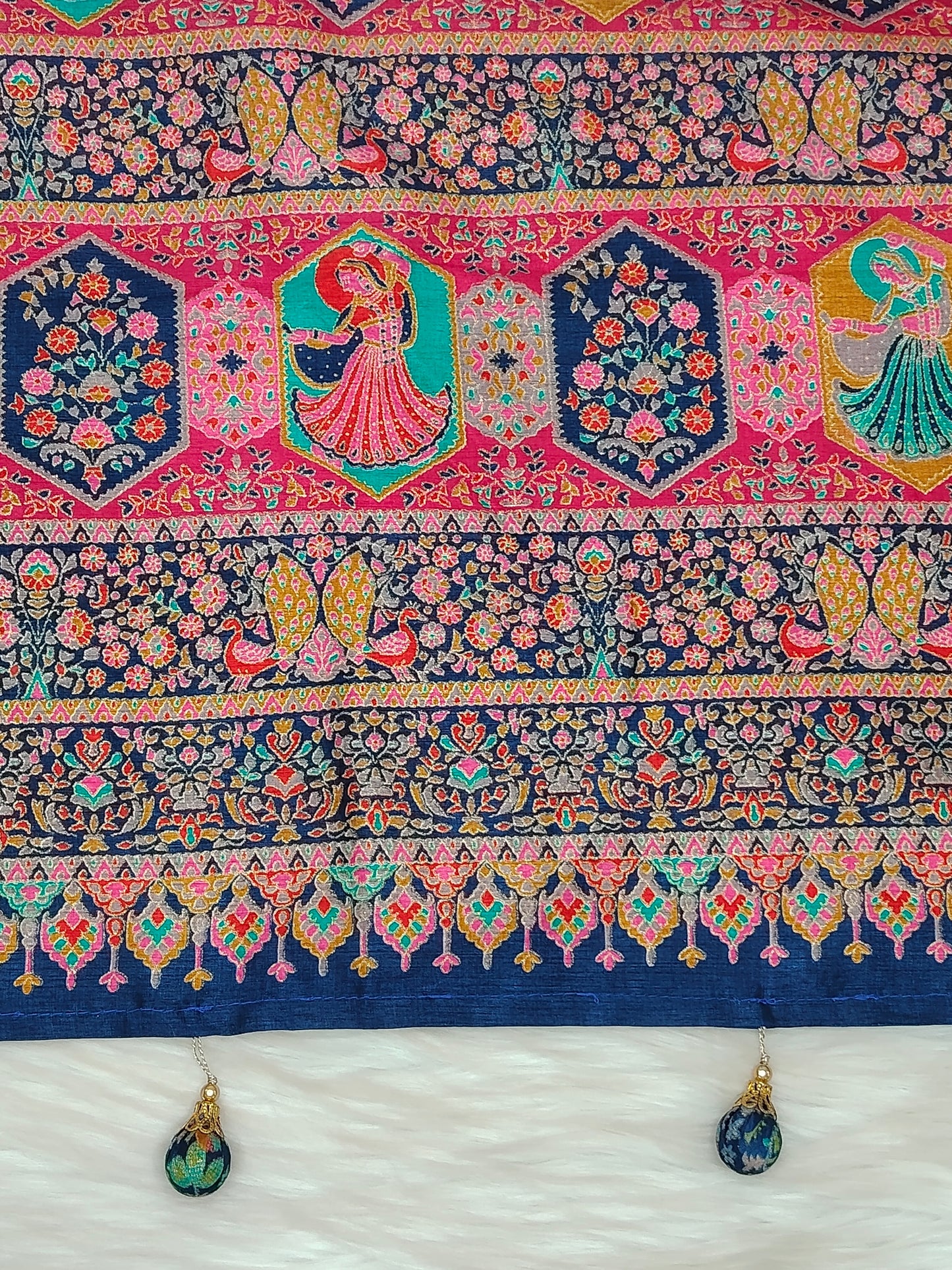 Jaipuri Ivory Silk Saree | SSJS413